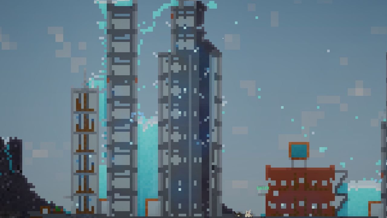 Sea water flooding through a tower and its floors